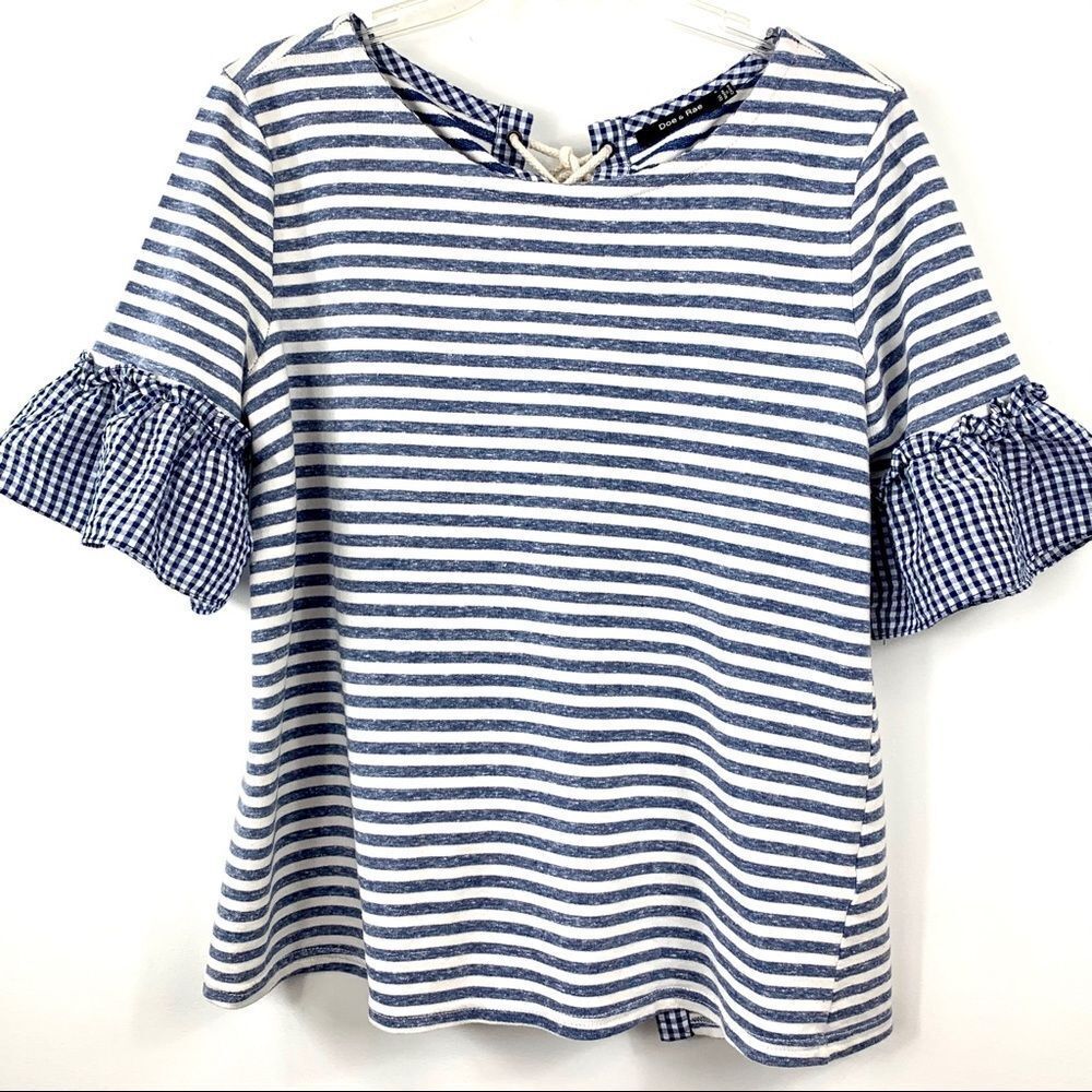 Doe & Rae Striped Ruffled Top